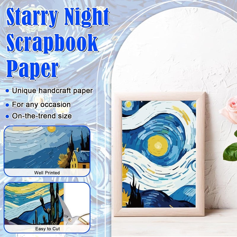 EggSun 48 Sheets Celestial Scrapbook Paper 11x11, Starry Night Pattern Decorative Scrapbook Paper for Journals DIY Cards and Photo Albums, Aesthetic Craft Supplies for Kids and Adults - Image 3